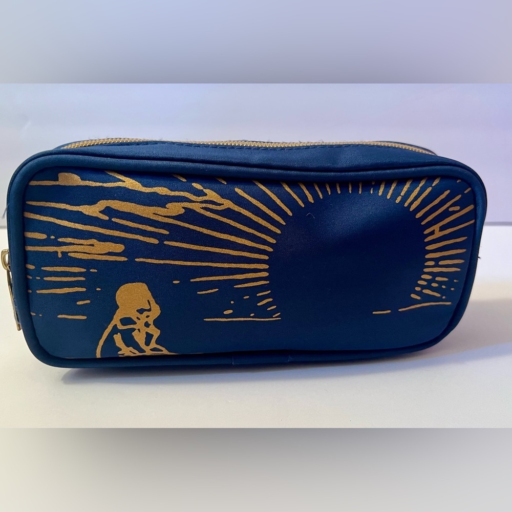 Agnes b x Cathay Pacific inflight amenity pouch bag blue gold airline canvas